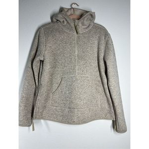 Anthro Thread & Supply Flees Knitted Hoodie 1/4 zipper Cream Teddy Lined Size S